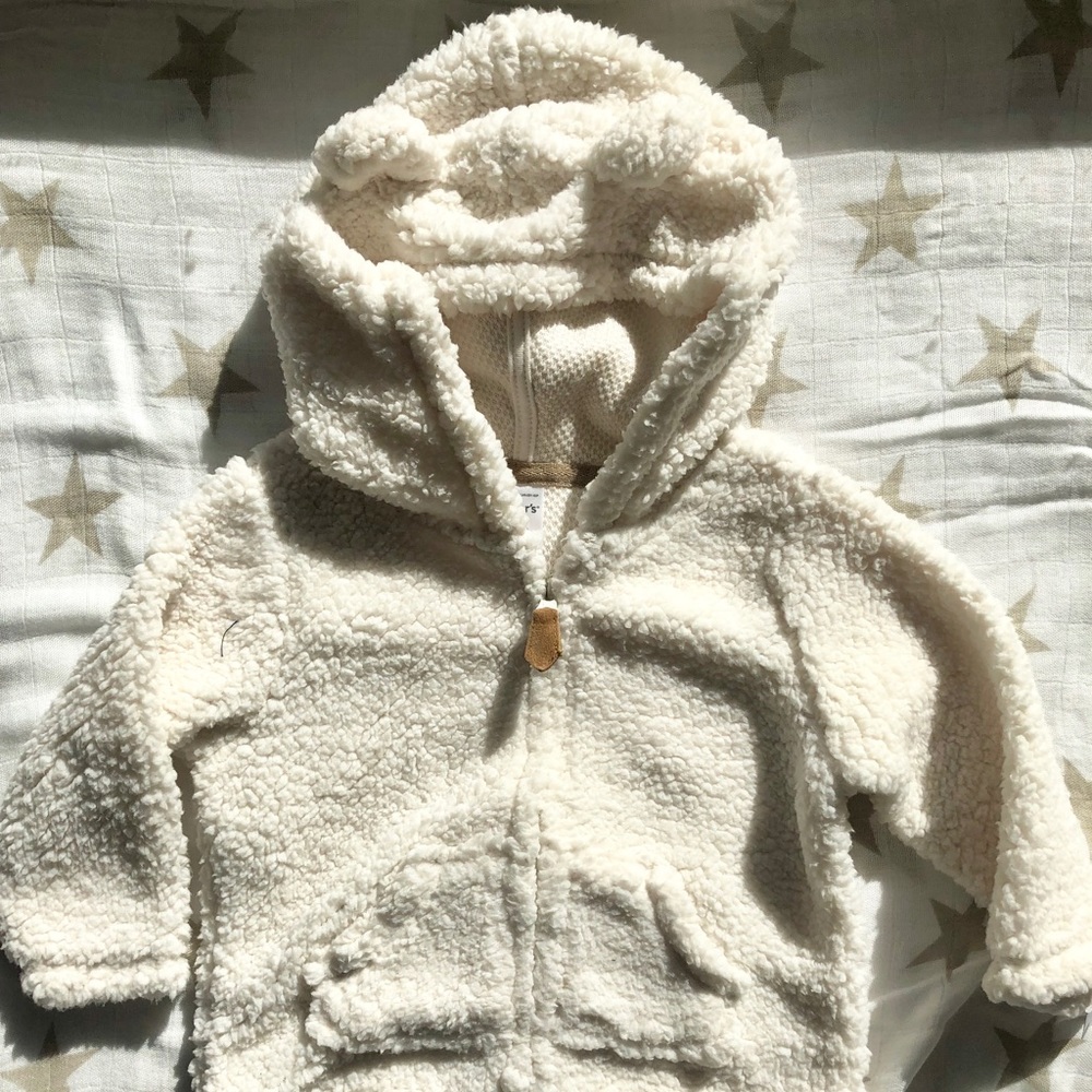 NWOT Carters shearling teddy zip jacket Sz 9 mos